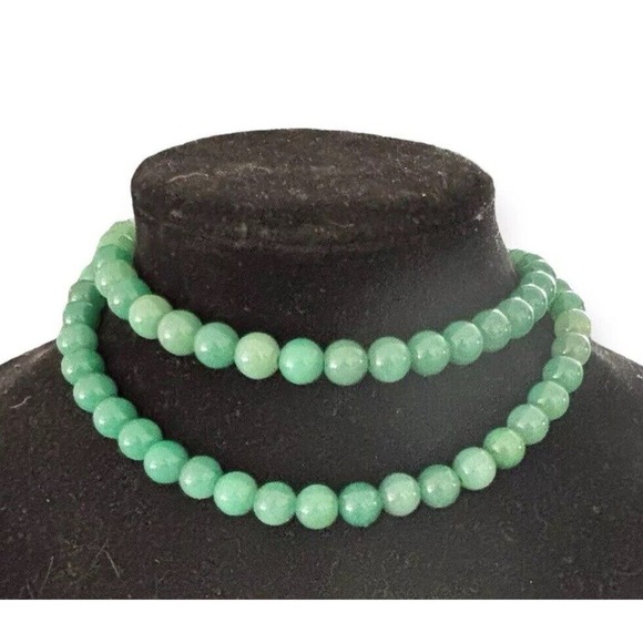 30 Inch Strand of Green Jade Jadeite Beads 10mm Sterling Barrel Clasp 101 Gram - Picture 7 of 12
